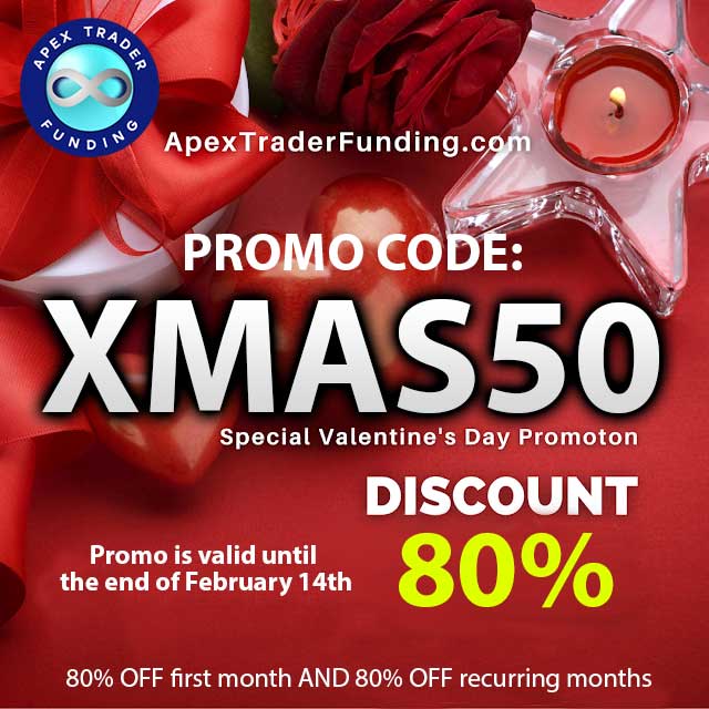 apex trader funding valentine's day coupon code XMAS50